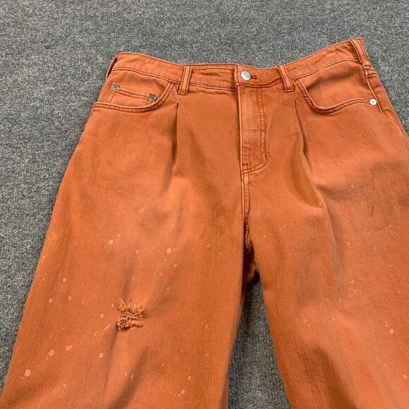 Pilcro Jeans Womens 29 Orange Denim Breaker Relaxed Barrel Crop High Rise *READ - Picture 10 of 13